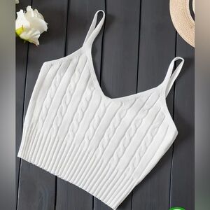 White Knitted Crop Top